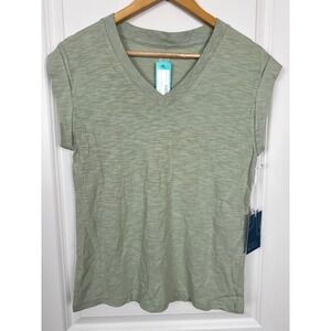 Market & Spruce Brenna Slub Cuff Sleeve Tee Olive Small Stitch Fix NWT